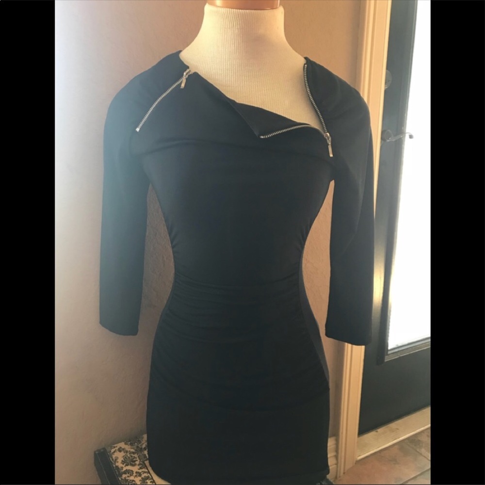 Sexy black zipper dress